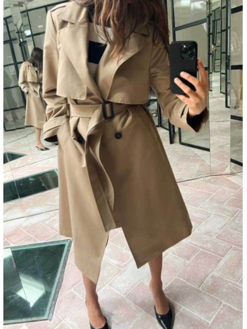 ZARA Long Double Breasted Trench Coat - Picture 4 of 4
